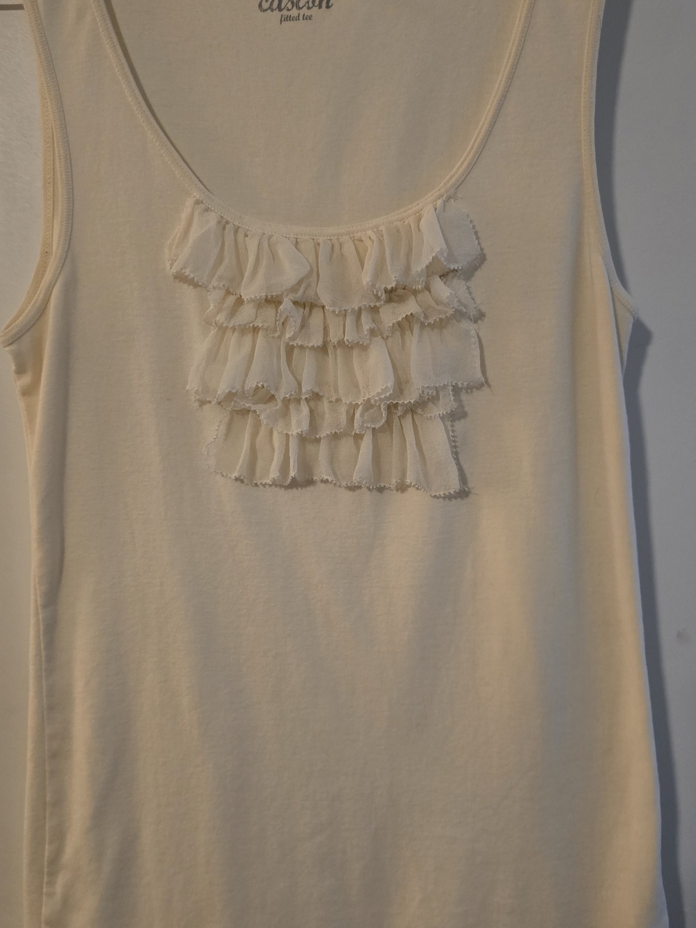 Caslon Cream Ruffle Scoop Tank